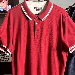 Michael Kors Red w White Trim and Logo Men's 100% Cotton Polo SZ XL